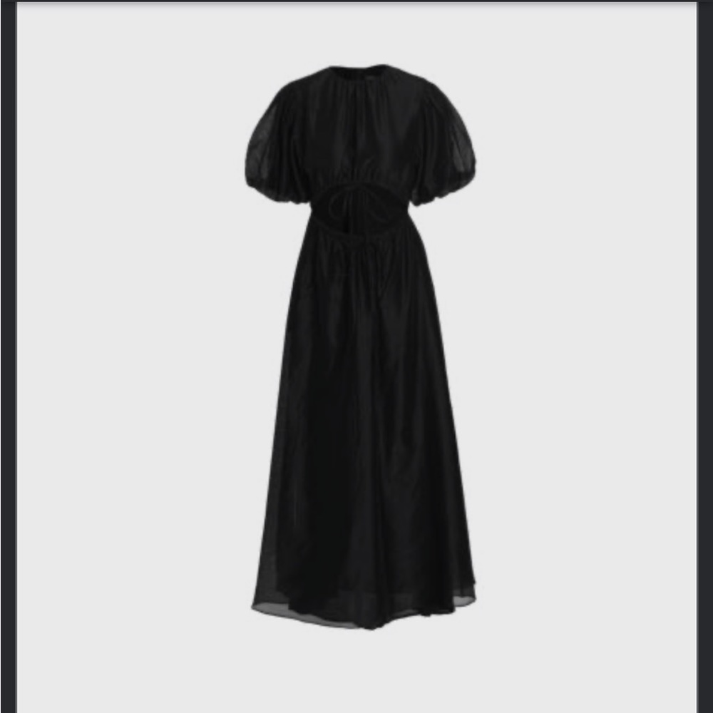 Sir the Label Franc Puff Black Midi Dress